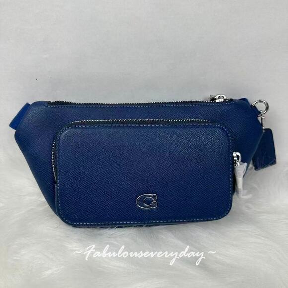 Coach Men's Belt Bag With Signature Canvas Interior Detail Deep Blue CM334 NWT - Picture 2 of 9